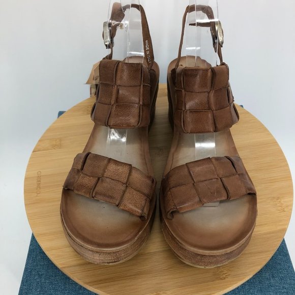 NWT A.S.98 Brown Braided Leather Nasser Platform wedge Slingback sandals 40 - Picture 6 of 16